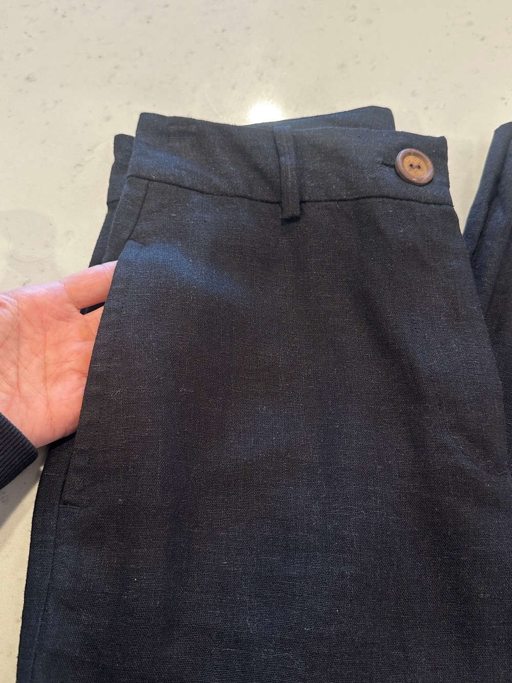 NWOT Zara Black Linen Pant Size XS Wide Leg Viral Relaxed Fit Casual Trendy - Picture 3 of 4
